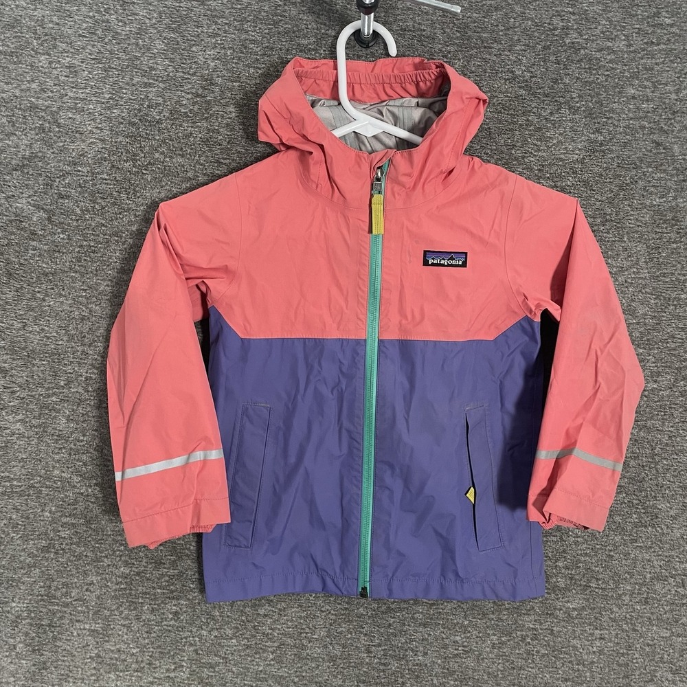 Patagonia Jacket Youth 4T Pink Purple H2No Hooded Rain Waterproof Shell Kids